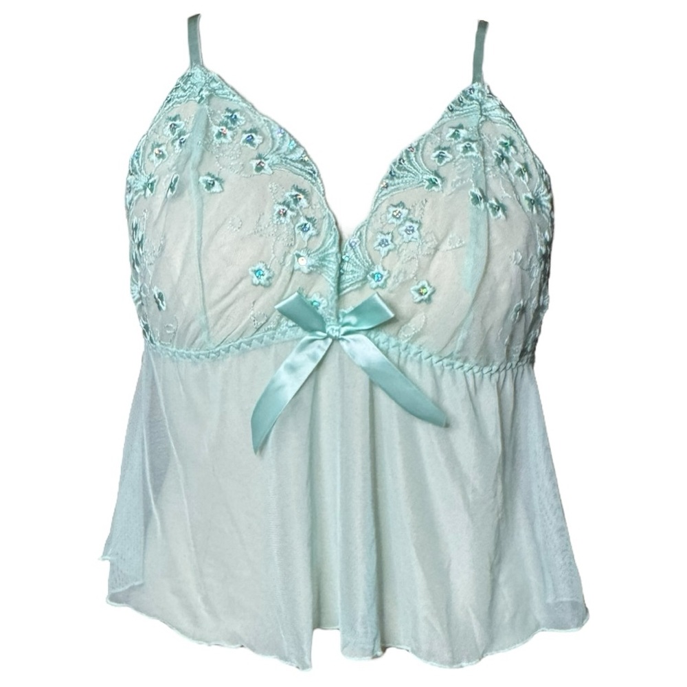 Bay6 Aqua Sparkle Babydoll Y2k Fairy Fall Top